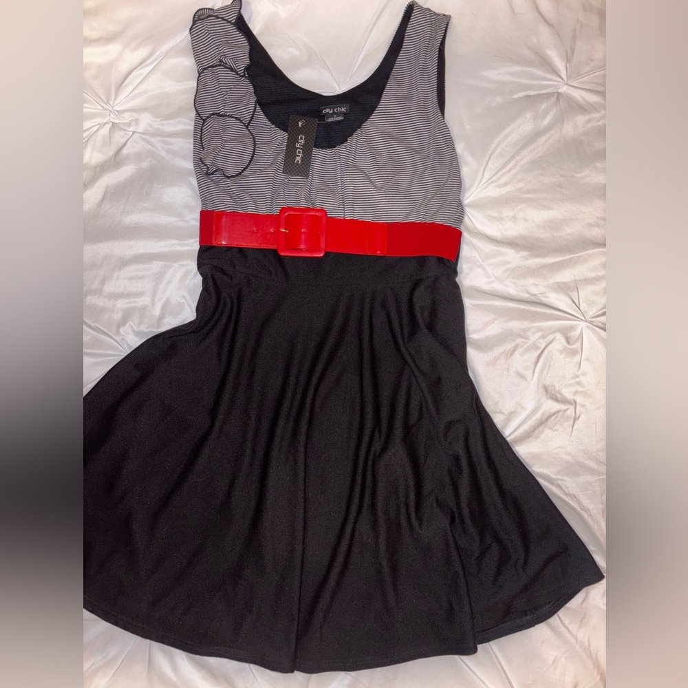 City Chic Black + White Dress- NWT